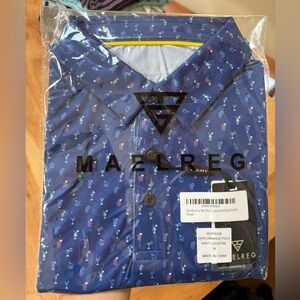 NWT!! Navy Blue Cocktail Print Men's Polo Shirt